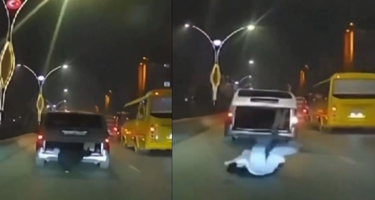 Seyir halindeki aracın bagajından düştü, ölümden kıl payı kurtuldu