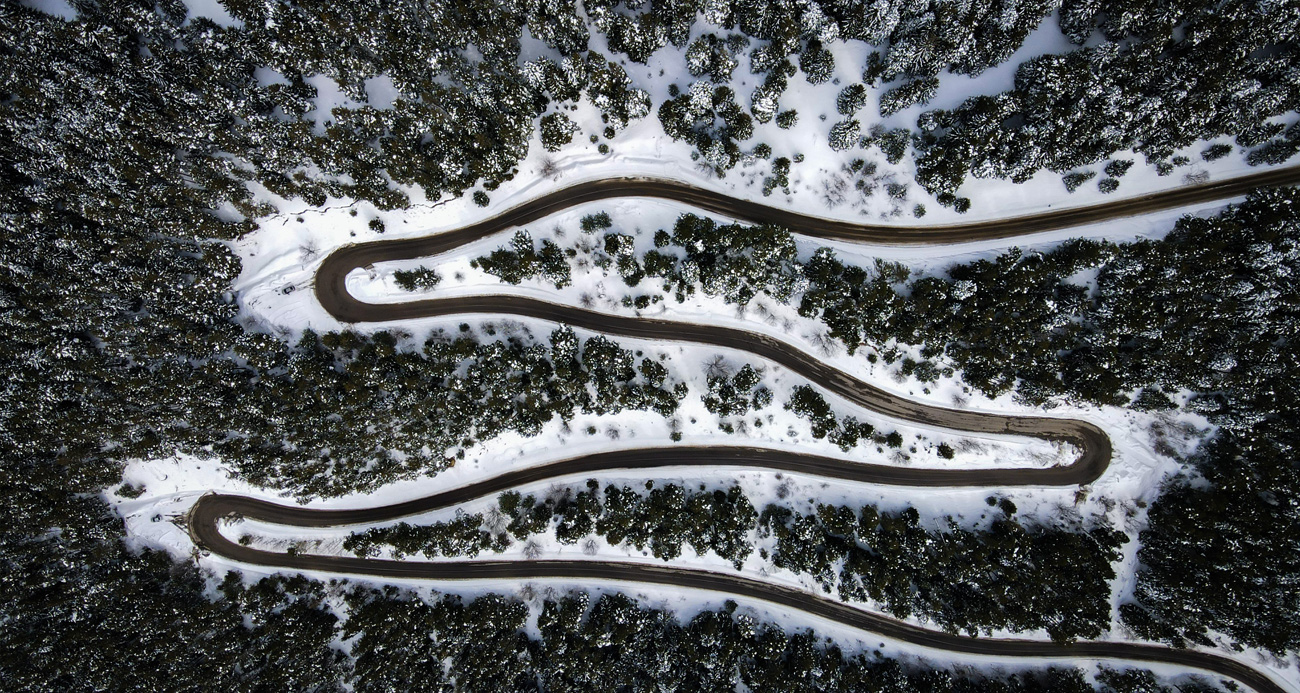 Sahara Geçidi’nin kış manzarası havadan görüntülendi