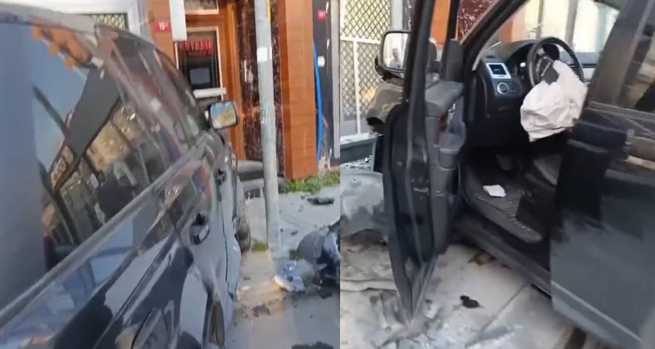 Bayrampaşa’da direksiyon hakimiyetini kaybeden sürücü, börekçi dükkanına daldı