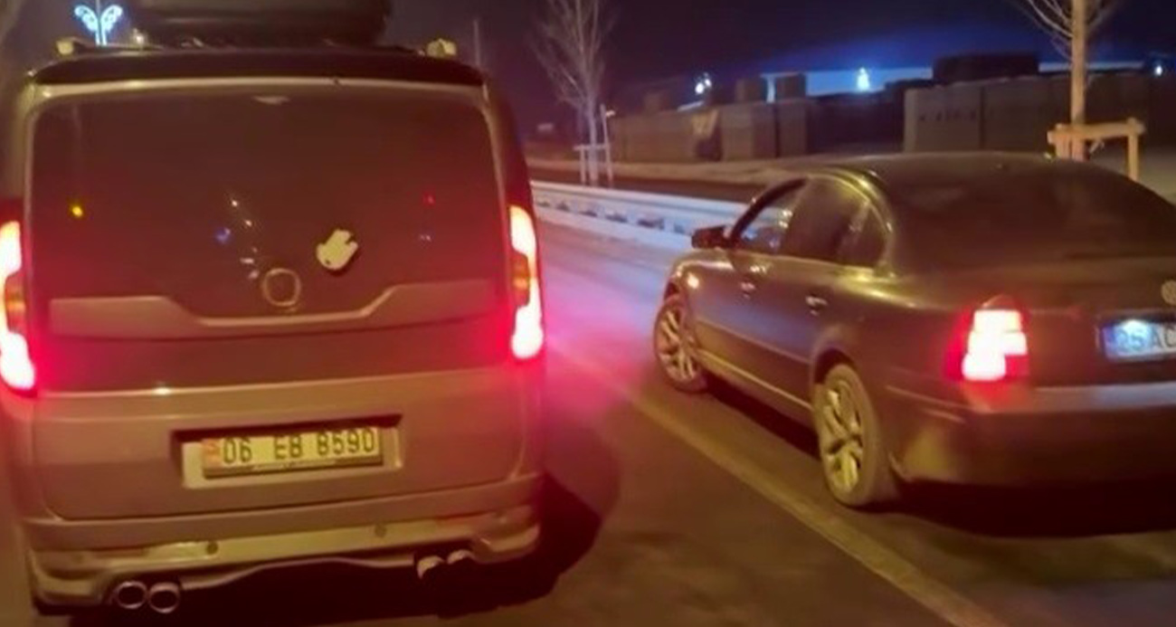 Trafiğe açık yolda yarış yaptılar