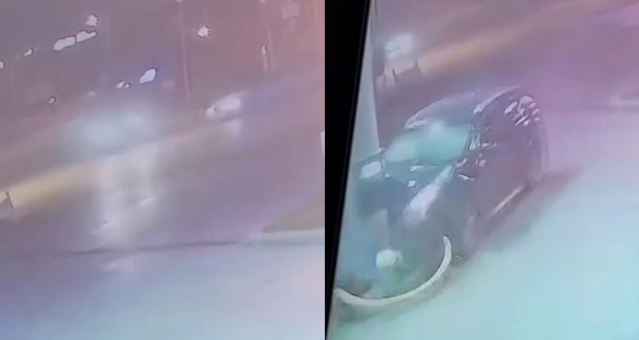 Kaza yapan araç, benzin istasyonuna daldı