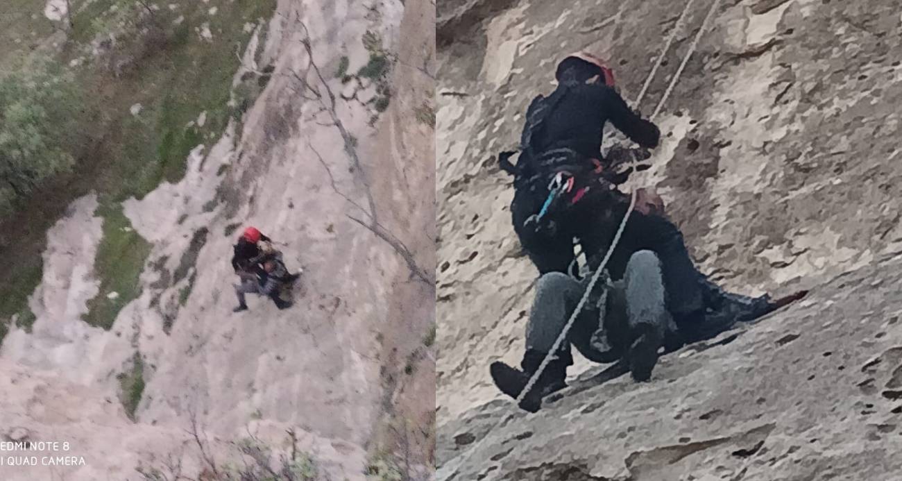 Kayalıklarda mahsur kalan çoban 3 saatlik çalışmayla kurtarıldı