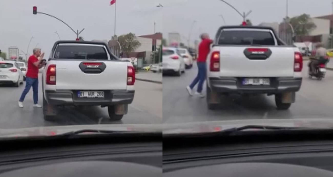 Yol kavgasında yaşlı adamı yumrukladı