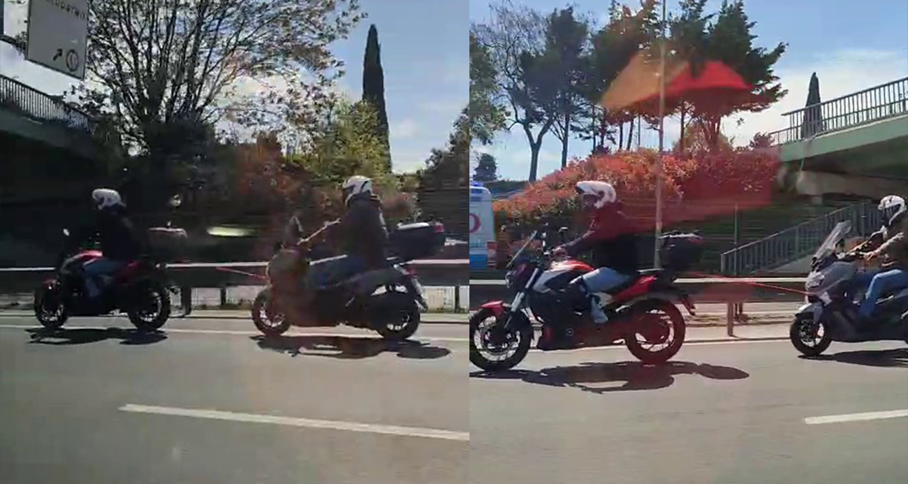 E-5’te tehlikeli yolculuk: Arızalanan motosikleti iple çekti - ASAYİŞ