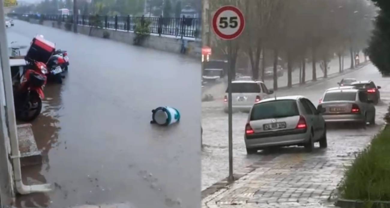 Kütahya’da sağanak yağış etkili oldu, yollar göle döndü
