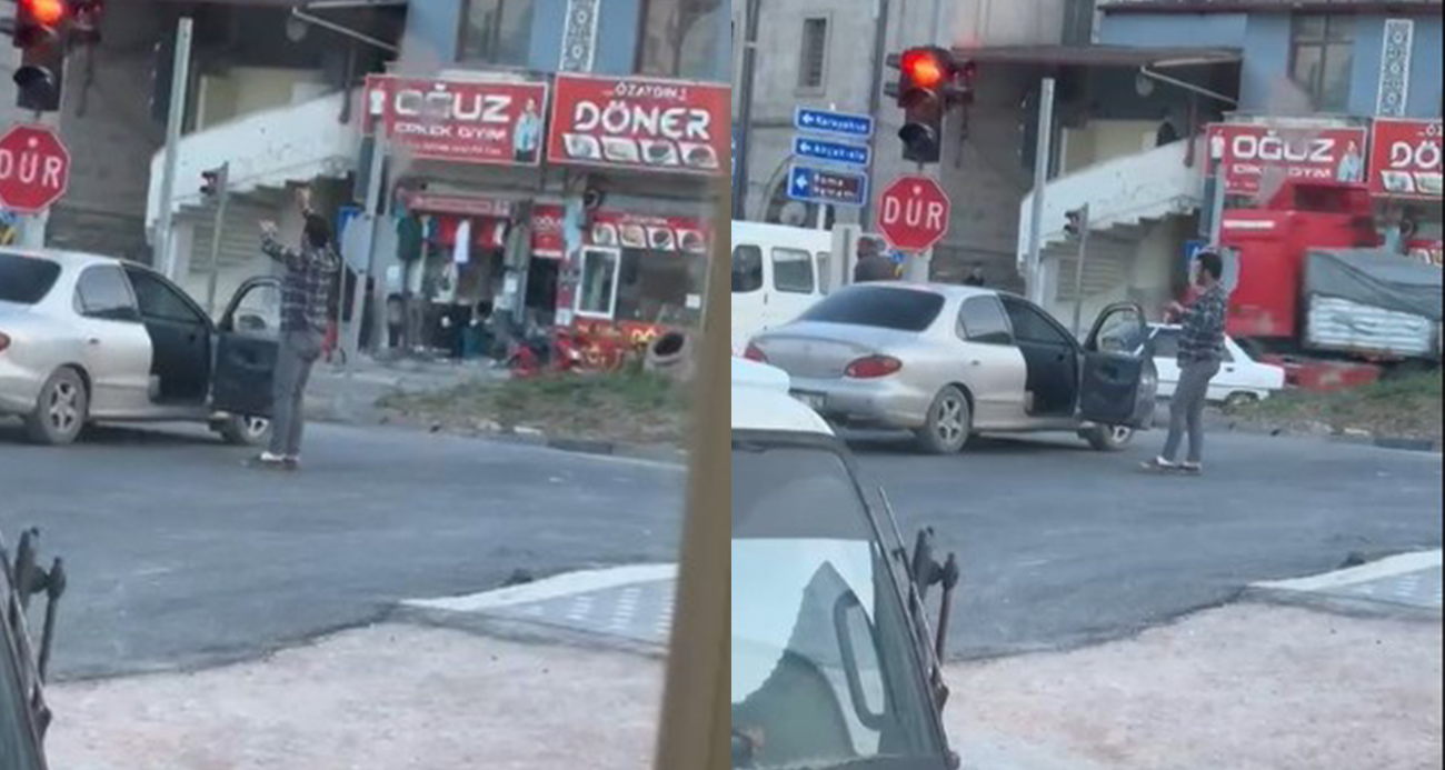 Alkollü şahıs aracından indi, trafikte dans etti: O anlar kamerada