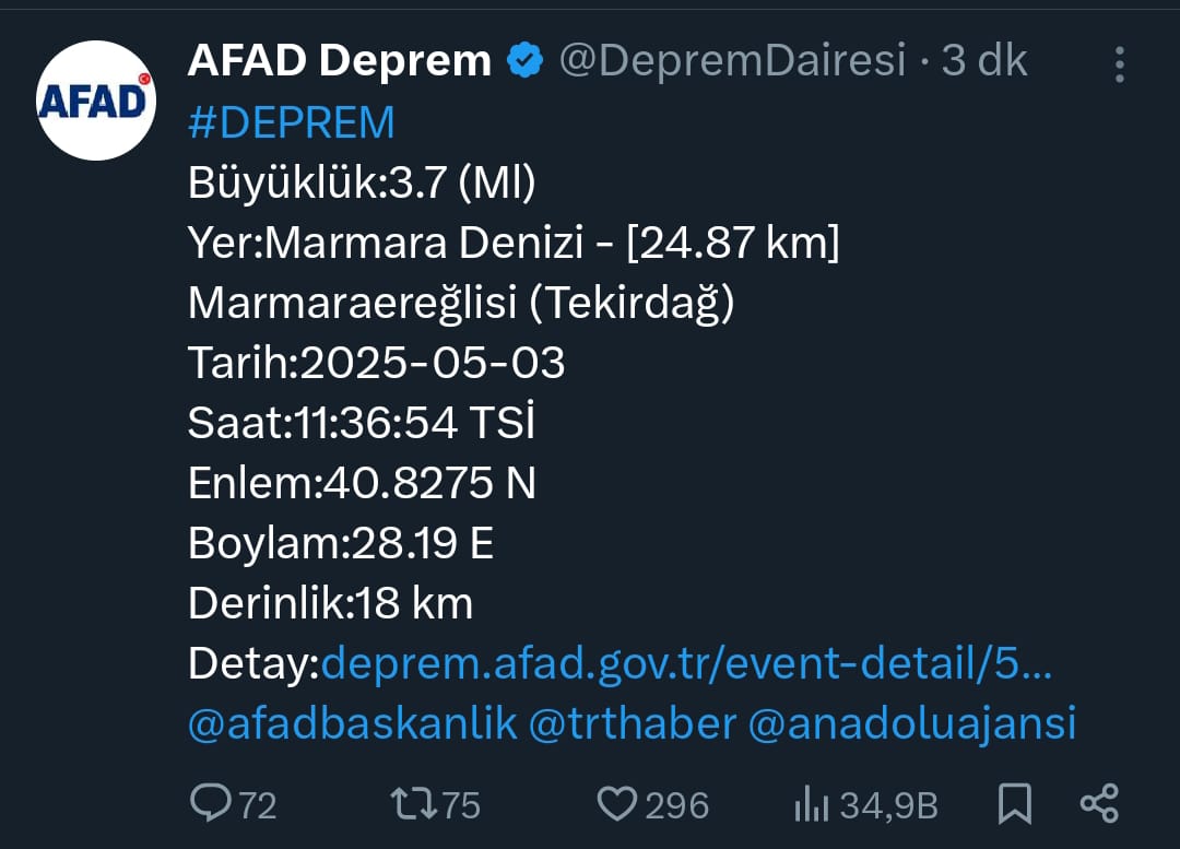 Son dakika... İstanbul'da deprem