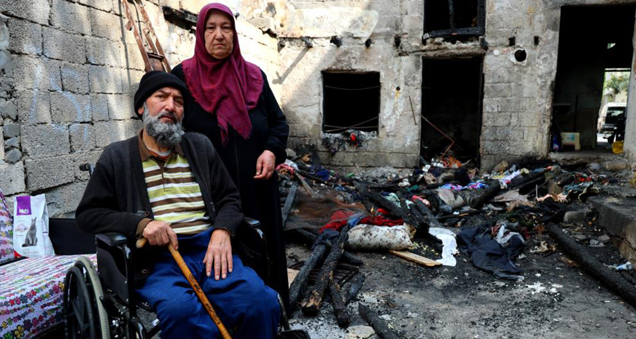 Evleri yangında küle dönen çift zor durumda kaldı