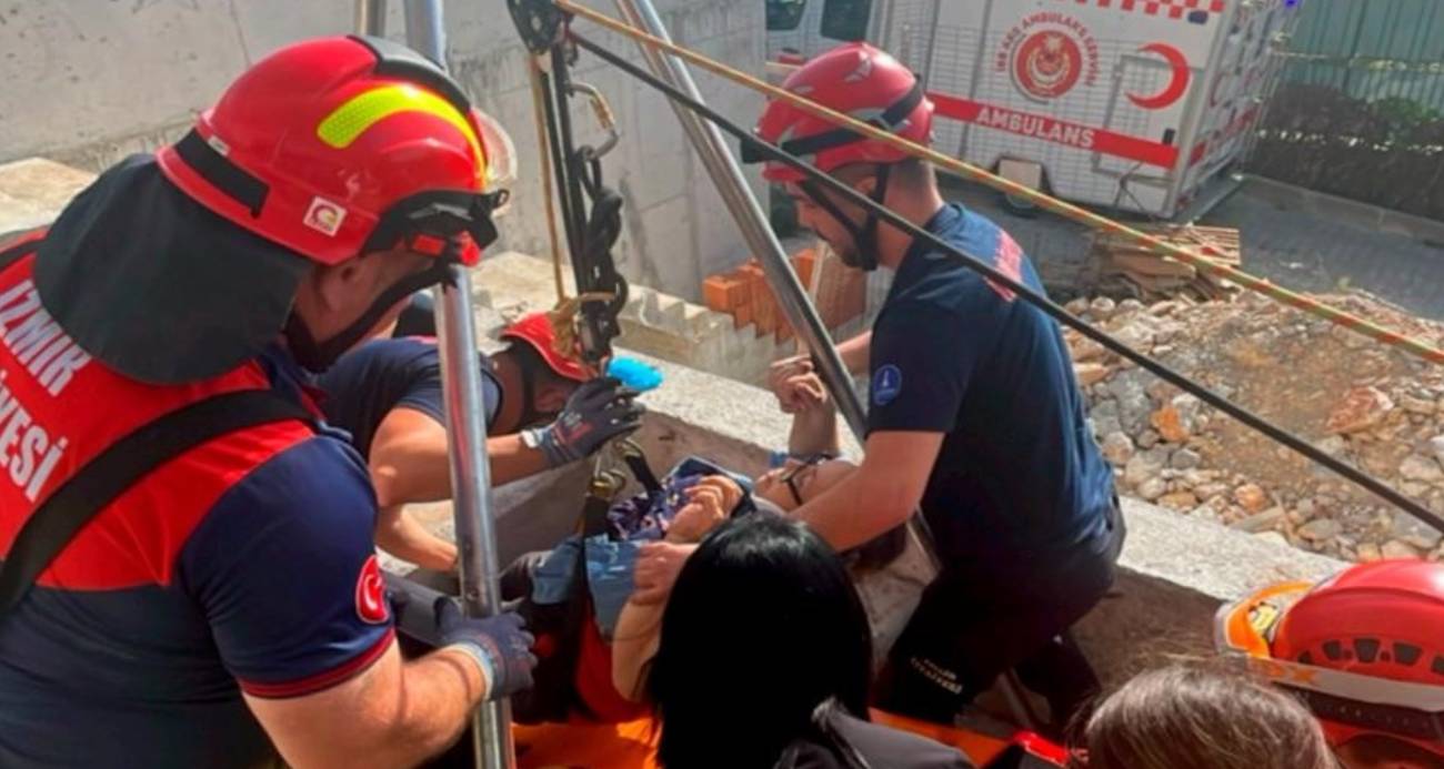İzmir’de kuyuya düşen yaşlı kadın kurtarıldı