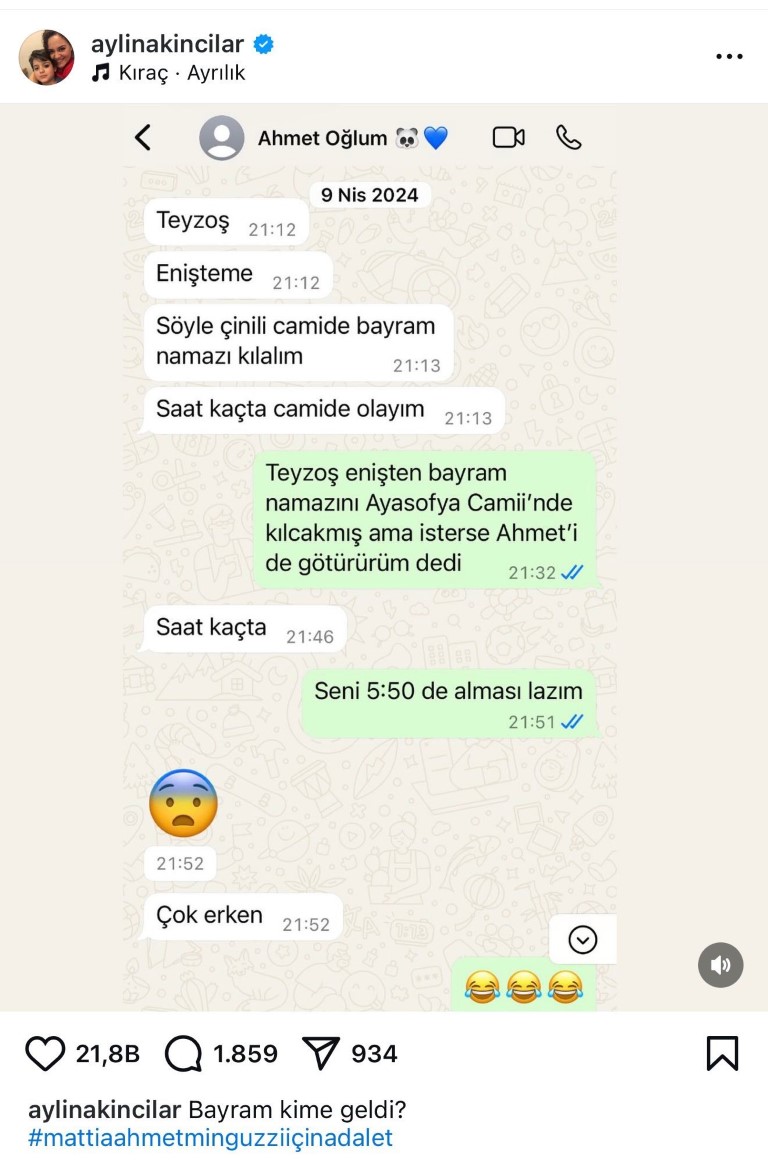 Minguzzi’nin teyzesinden duygulandıran bayram paylaşımı : 