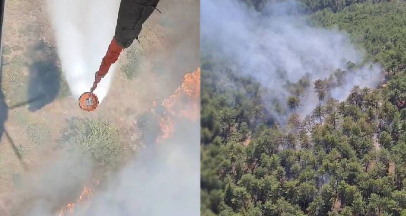 Denizli’de orman yangınına havadan ve karadan müdahale ediliyor