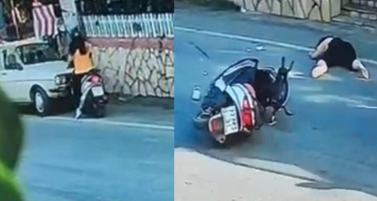 Alkollü sürücü otomobille motosikletlinin üzerinden geçti: O anlar kamerada
