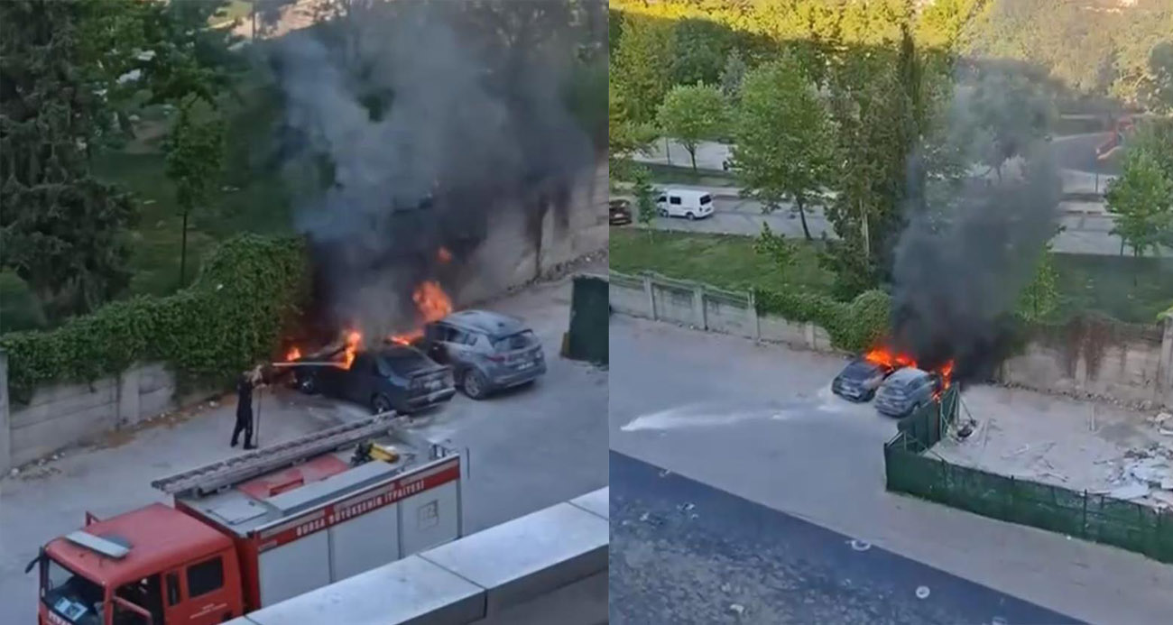 Park halindeki araç alev topuna döndü...Alevler bir başka araca sıçradı