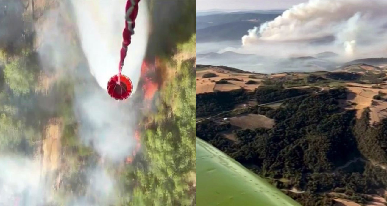 Helikopterden kaydedilen görüntü yangının boyutunu gözler önüne serdi