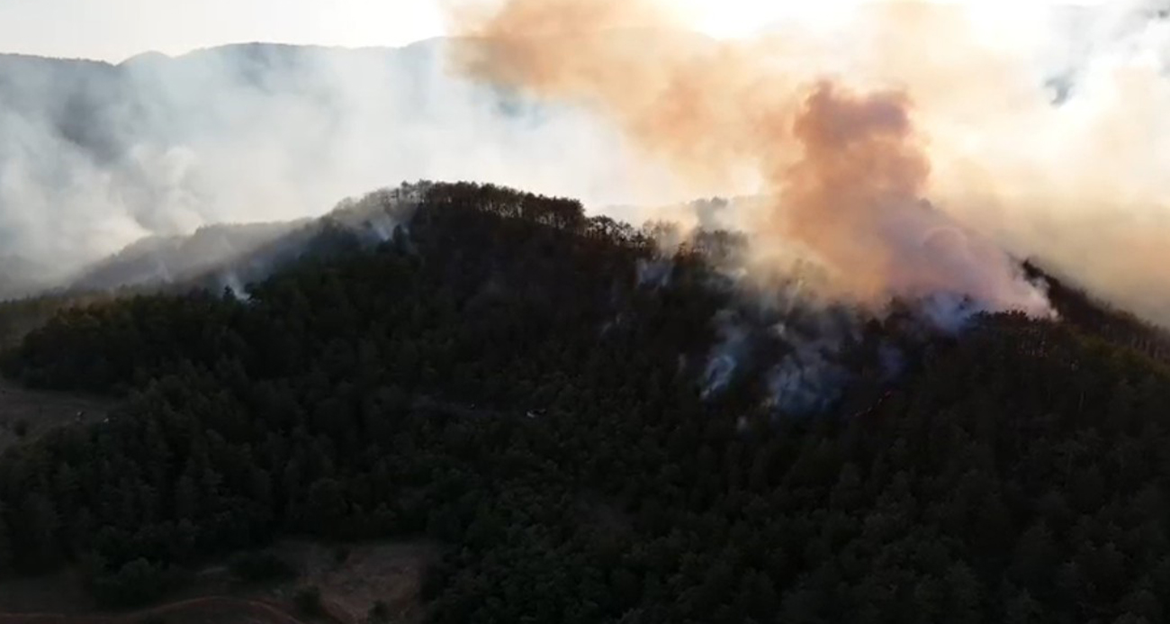 Yanan bölge havadan görüntülendi!