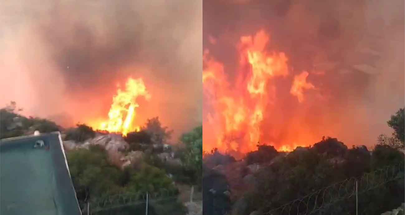 Gazipaşa’daki orman yangınında gözetleme kulesindeki personelin zor anları kamerada