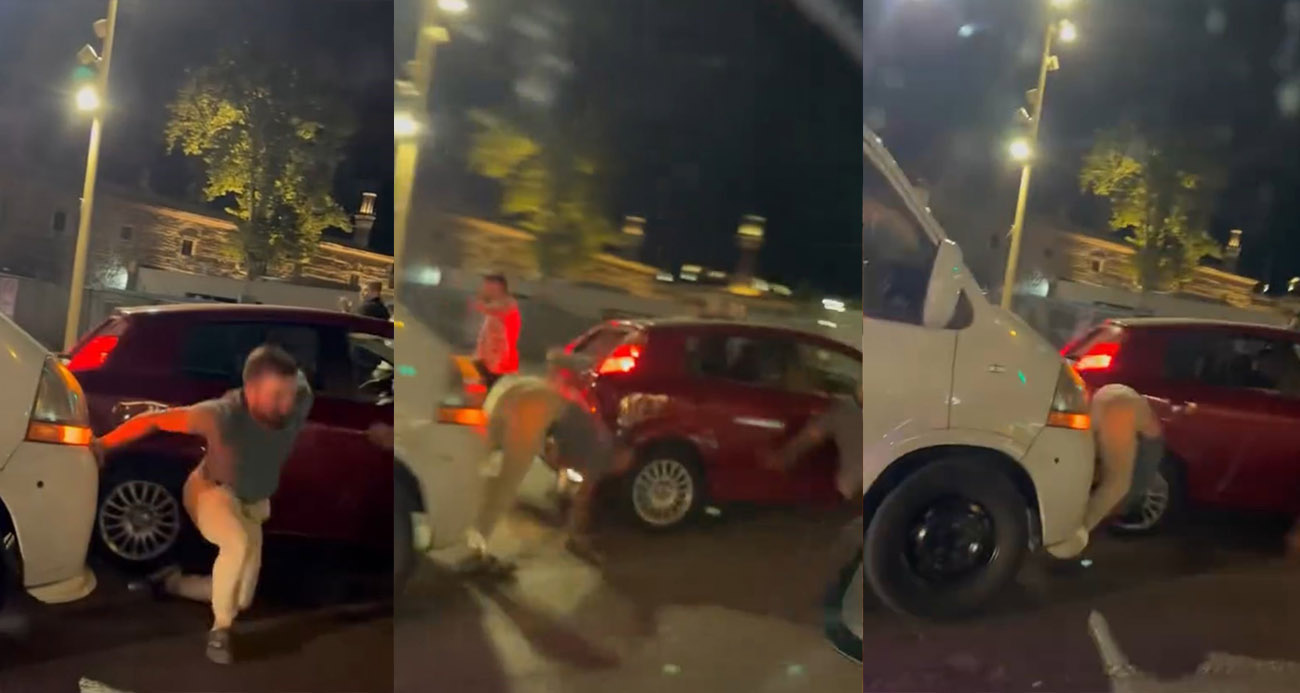 Şehir merkezinde dehşet anları: Yol verme yüzünden araçla ezmeye kalktı