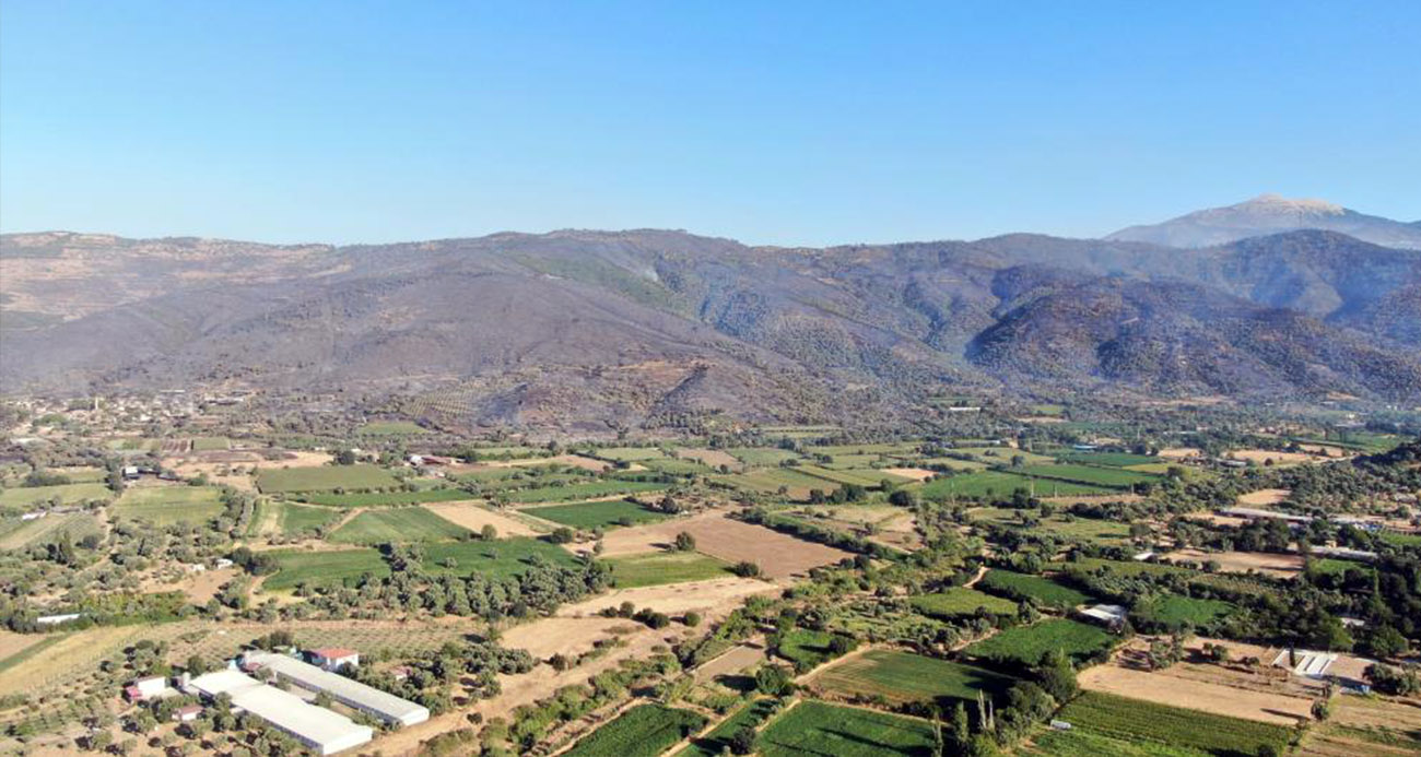 3 gündür devam eden orman yangını sonrası Ödemiş’in dağları siyaha büründü