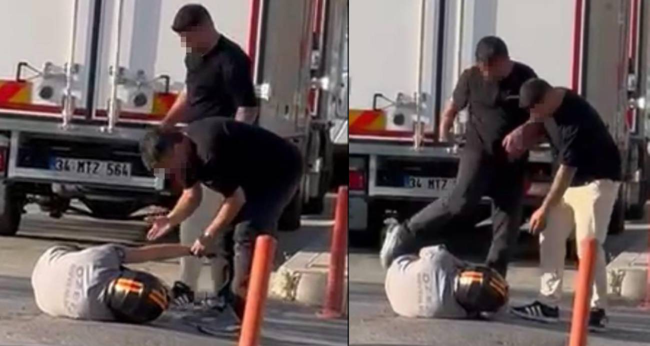 Yumrukların havada uçuştuğu kavgada motosikletli yerde tekmelendi