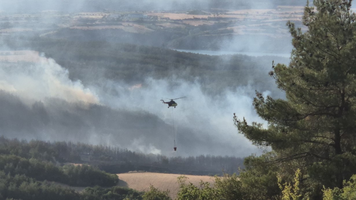 Tekirdağ’da orman yangınına havadan karadan müdahale