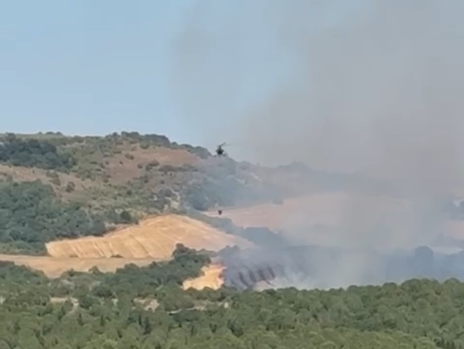 Manyas’ta orman yangını: Havadan müdahale sürüyor