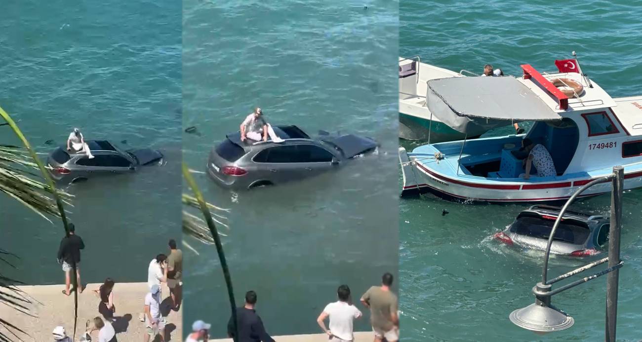 Ayvalık’ta otomobil denize uçtu