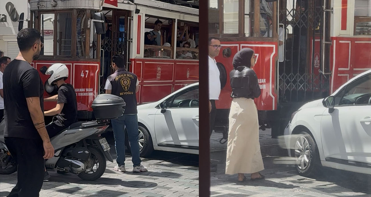 İstiklal Caddesi&#039;nde fren yerine gaza basan sürücü tramvaya çarptı