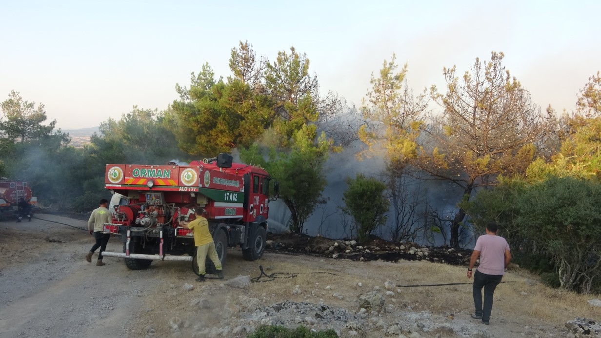 Çanakkale’de park halindeki midibüste çıkan yangın ormana sıçradı