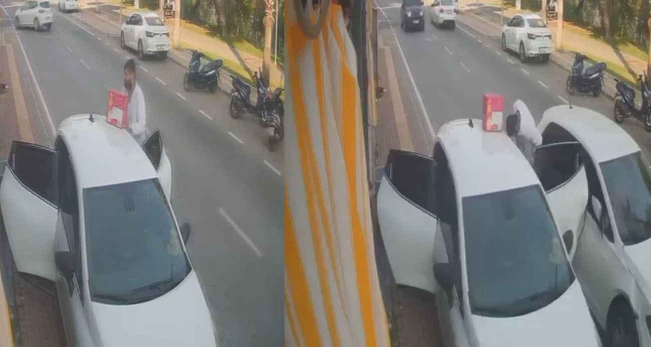 Otomobilden malzeme indiren market çalışanına araba çarptı