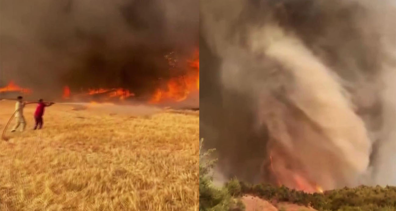 Orman yangınının en çarpıcı görüntüsü: Alevler adeta hortum oluşturdu