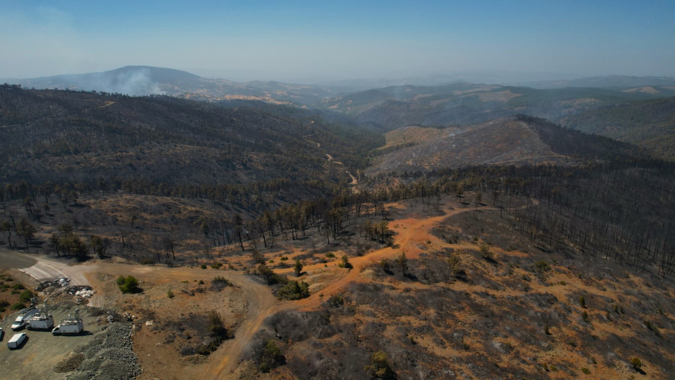 Bursa’da acı tablo: Harmancık’ta yanan yerler havadan görüntülendi
