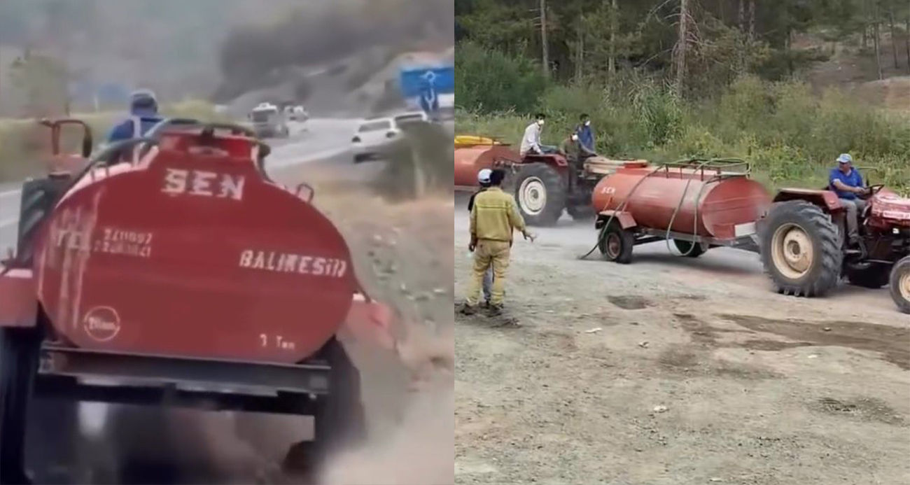 Dayanışmanın en güzel görüntüleri...Yangına jant üzerinde gitti