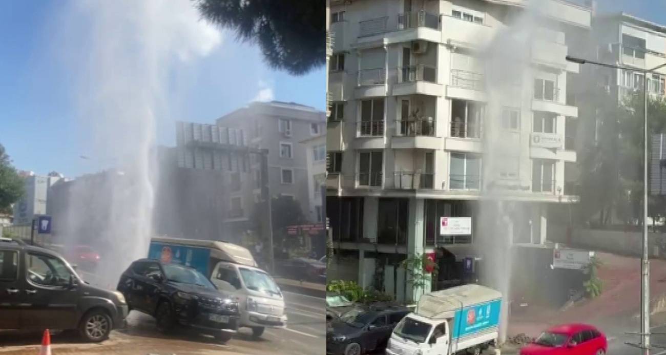 Kadıköy’de su borusu patladı: Tazyikli su metrelerce havaya fışkırdı