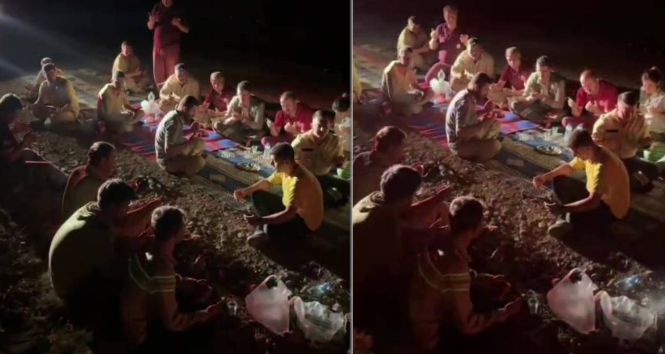 Alevlerin arasında karnını doyuran ormancılardan duygulandıran dua