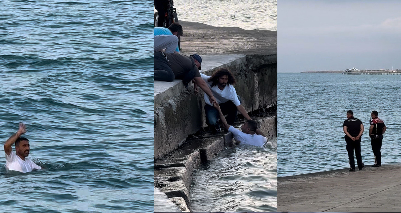 Samsun’da taşkınlık yapan şahıs polisten kaçarken denize atladı