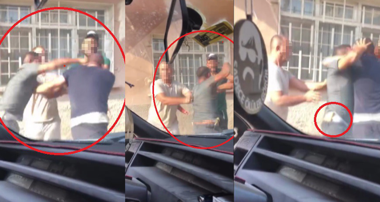 Belindeki bıçakla tekmeli yumruklu kavgaya girdi, sokak boks ringine döndü