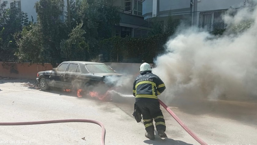 Park halindeki Mercedes alevlere teslim oldu