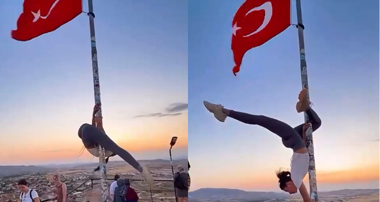 Bayrak direğine saygısızlık tepkilere neden oldu