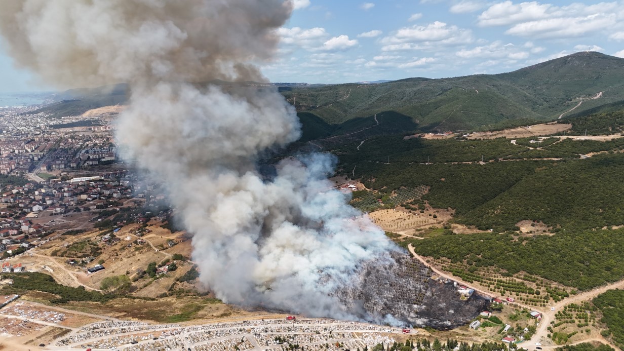 Kocaeli’de orman yangınına havadan ve karadan müdahale: Alevler evlere de sıçradı