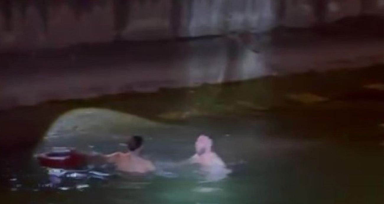 Uygulamaya girmemek için kanala atladı, boğulmaktan vatandaşlar kurtardı