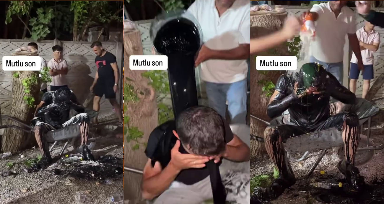 Gelenek değil, eziyet: Damadın üstüne motor yağı döktüler
