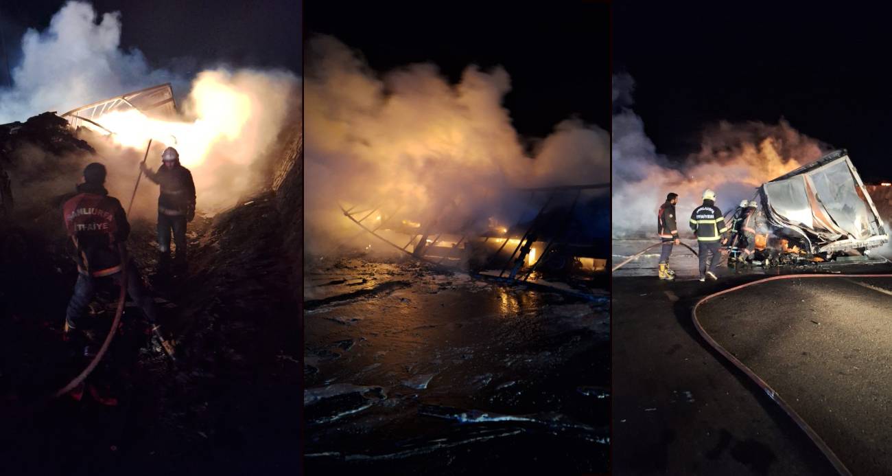 Şanlıurfa’da alev alev yanan tır hurda yığınına döndü