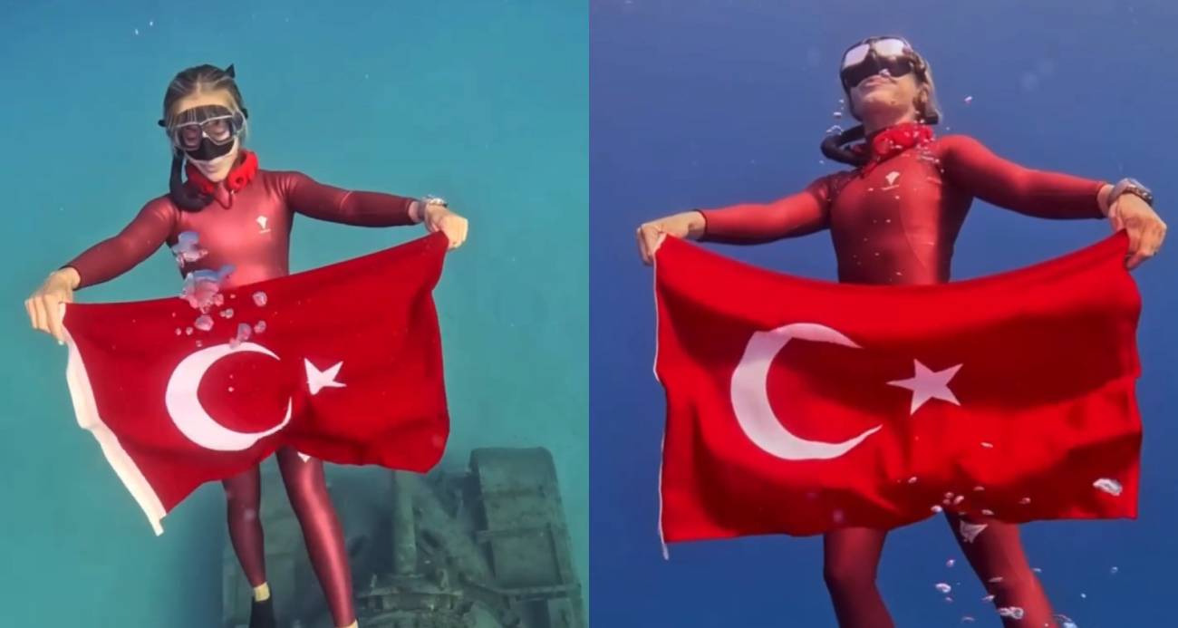 Şahika Ercümen, Zafer Bayramı’nda Kaş’ta tanka dalış yaptı