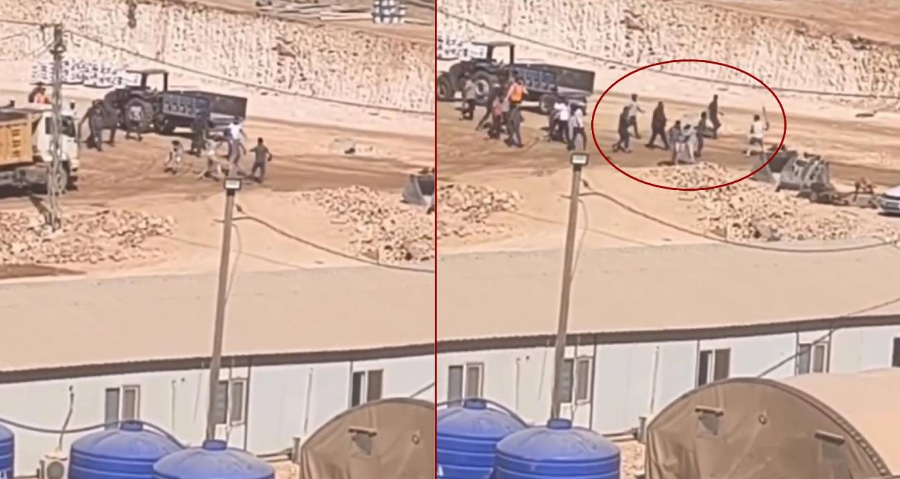 Şanlıurfa’da inşaat işçilerinin taşlı sopalı kavgası kamerada