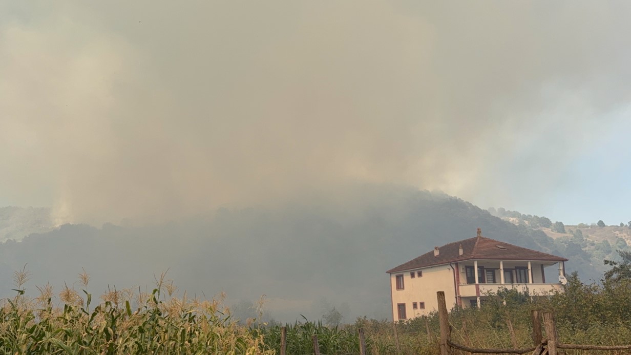 Düzce’deki orman yangını 6. saatinde: Havadan ve karadan müdahale sürüyor