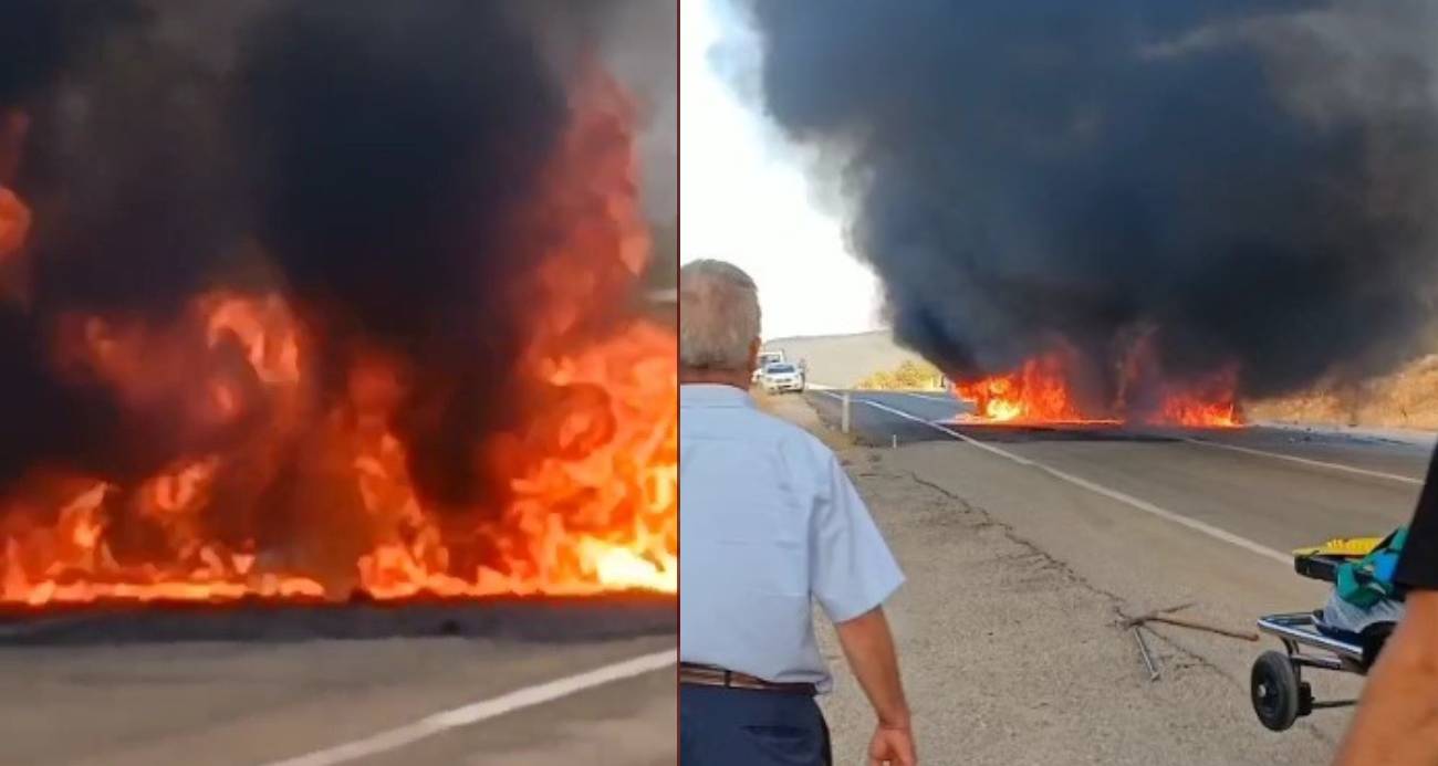 Karabük’teki feci kaza kamerada: Otomobilller alev topuna döndü
