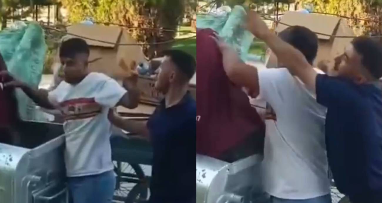 Çöpten atık toplayan şahıs darbedildi: O anlar kamerada