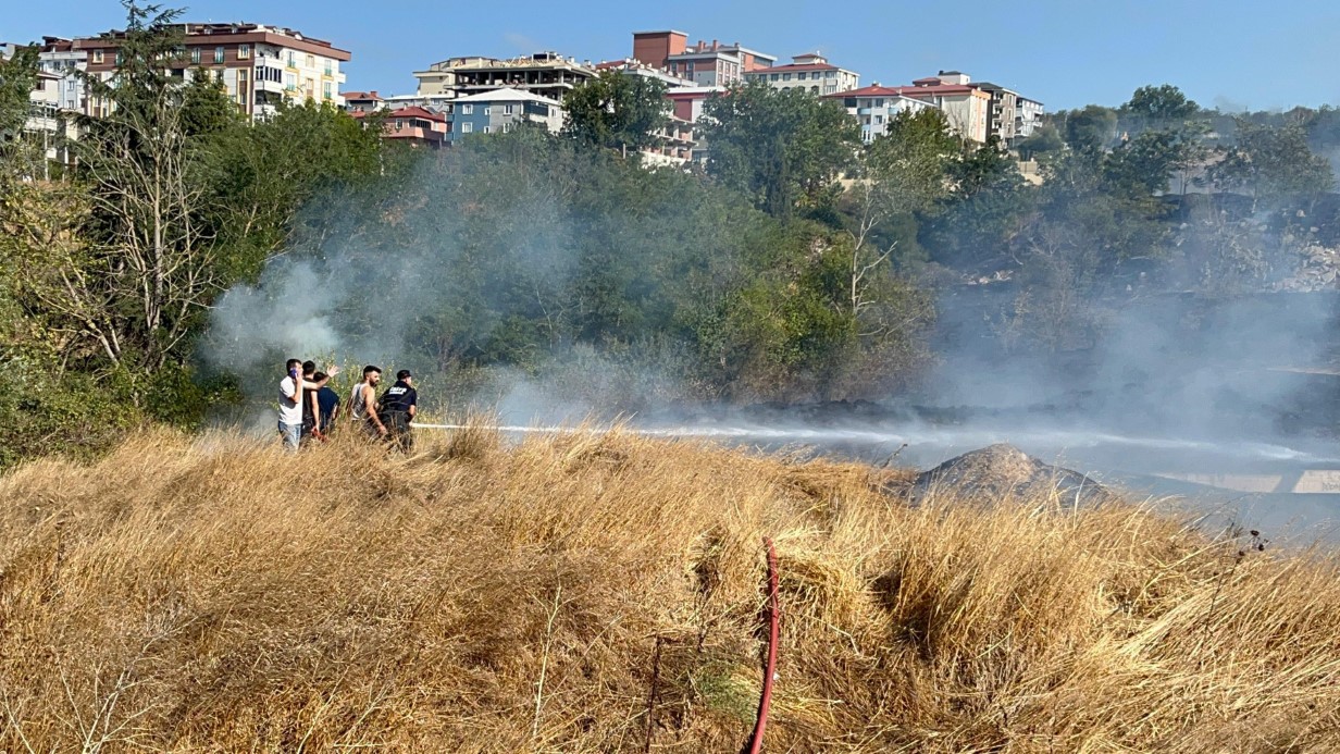 Otluk alanda çıkan yangın, fabrikaları ve villayı tehdit etti