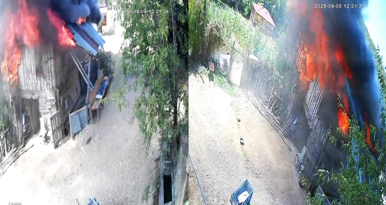 Ahşap evde başlayıp ormanlık alana sıçrayan yangının güvenlik kamerası görüntüleri ortaya çıktı