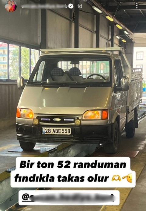 Kamyonetini 1 ton fındık karşılığında sattı